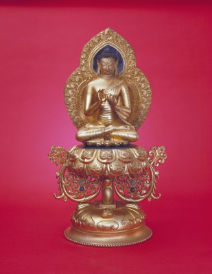 图片[1]-Statue of Sakyamuni with gold inlaid with gemstones-China Archive